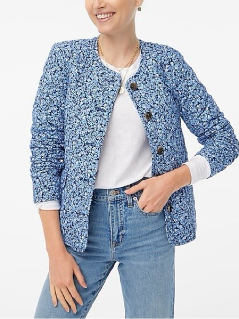 NWT J. Crew Navy Floral Utility Jacket